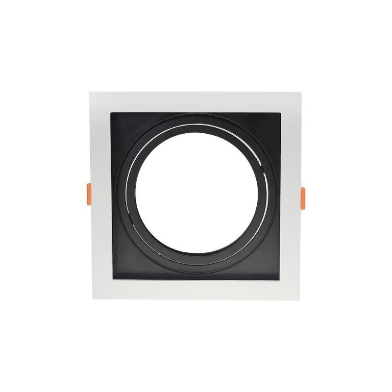 Spot De Embutir Recuado Nordecor Flea Para 1 Lâmpada Ar111 Quadrado Branco E Preto 6201