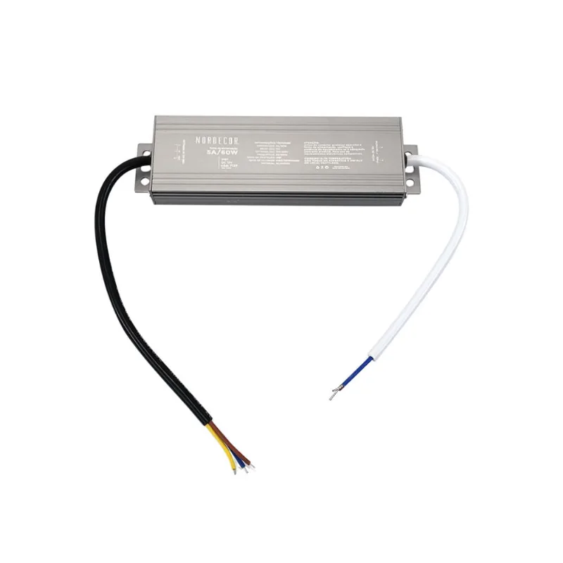 Fonte de Alimentação Nordecor IP67 5A / 60W 12V Bivolt