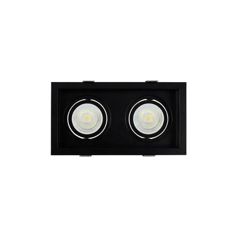 Spot De Embutir Recuado Nordecor Flea Duo Para 2 Lâmpadas Mr16 Gu10 Bivolt Preto 6332