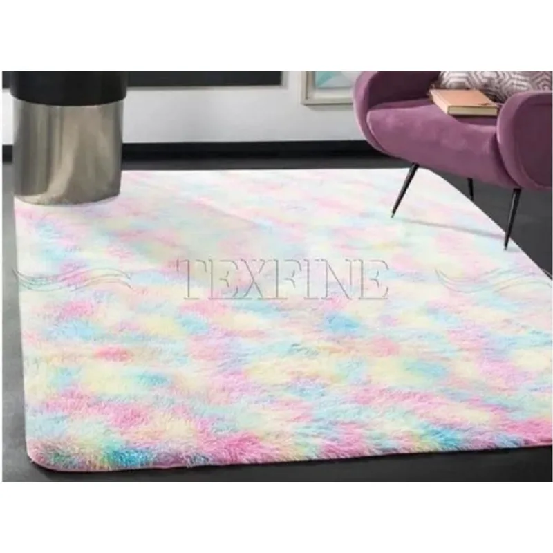 Tapete Felpudo Peludo Luxo 2,00 M X 1,40 Tie Dye Arco Iris