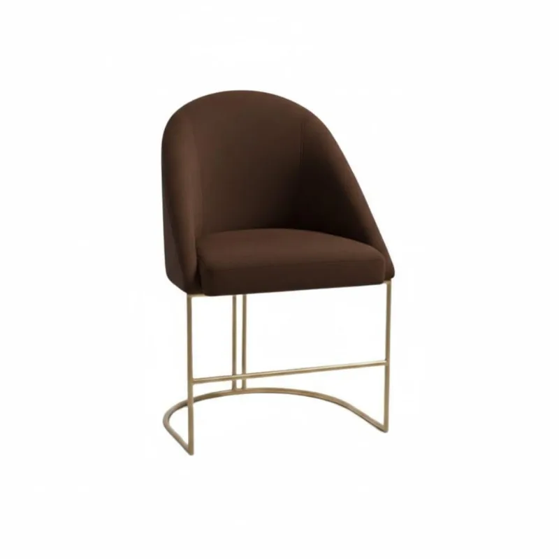 Poltrona Lua Premium Decorativa em Veludo Confortável Marrom Mallu Estofados