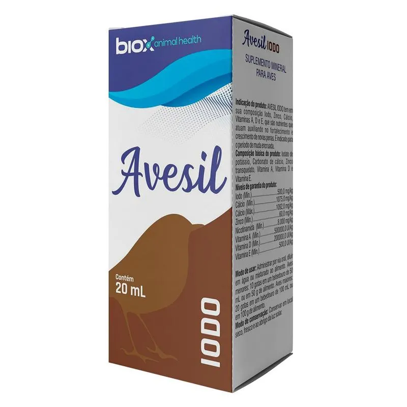 Suplemento Mineral Biox Avesil Iodo Para Aves - 20 Ml