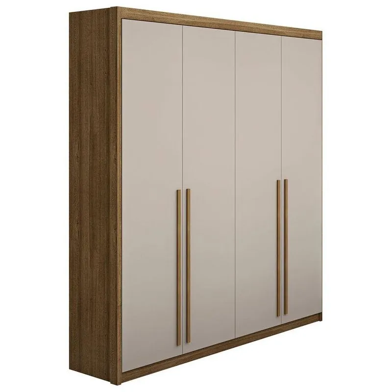 Guarda Roupa Solteiro 4 Portas 183cm Dubai Nature/fendi - Vila Rica