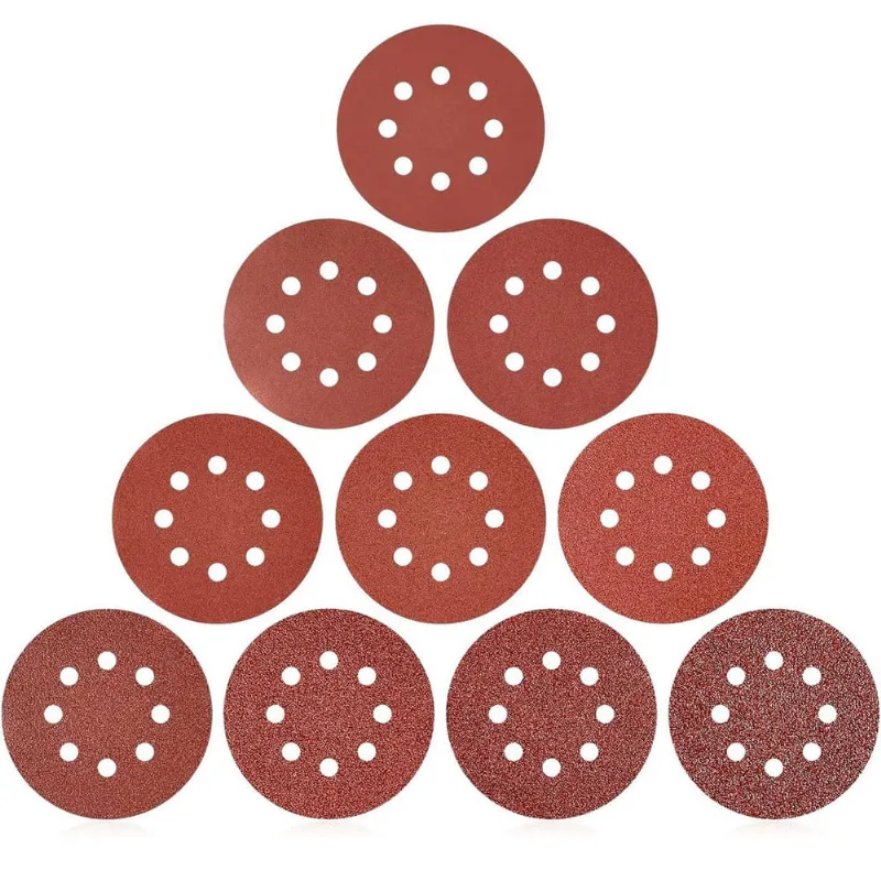 10 X Lixa Disco Grão 5 Polegadas 125Mm 8 Furos Lixadeira