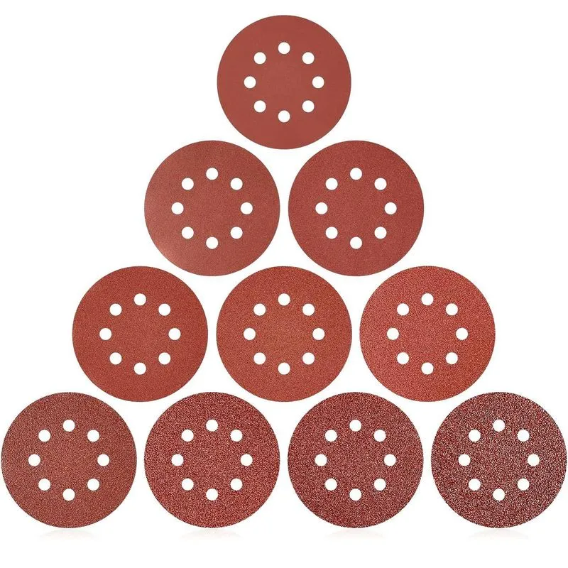 10 X Lixa Disco Grão 5 Polegadas 125mm 8 Furos Lixadeira