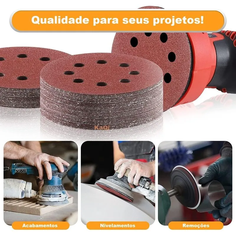10 X Lixas Disco Grão 7 Polegadas 180mm 8 Furos Lixadeira