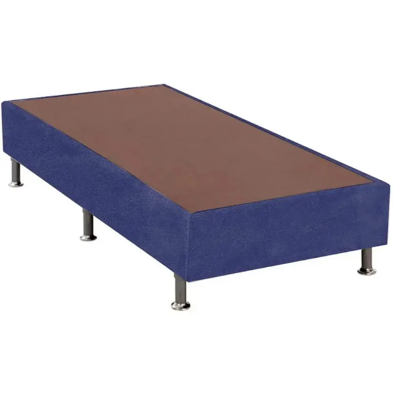 Base Box Solteiro Azul Suede - 38x88x188