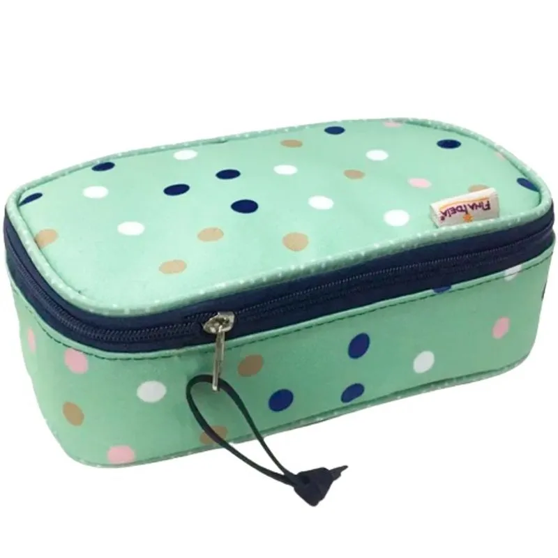 Estojo Box 50 pens Bola média Verde Poá Fina Ideia Sabra