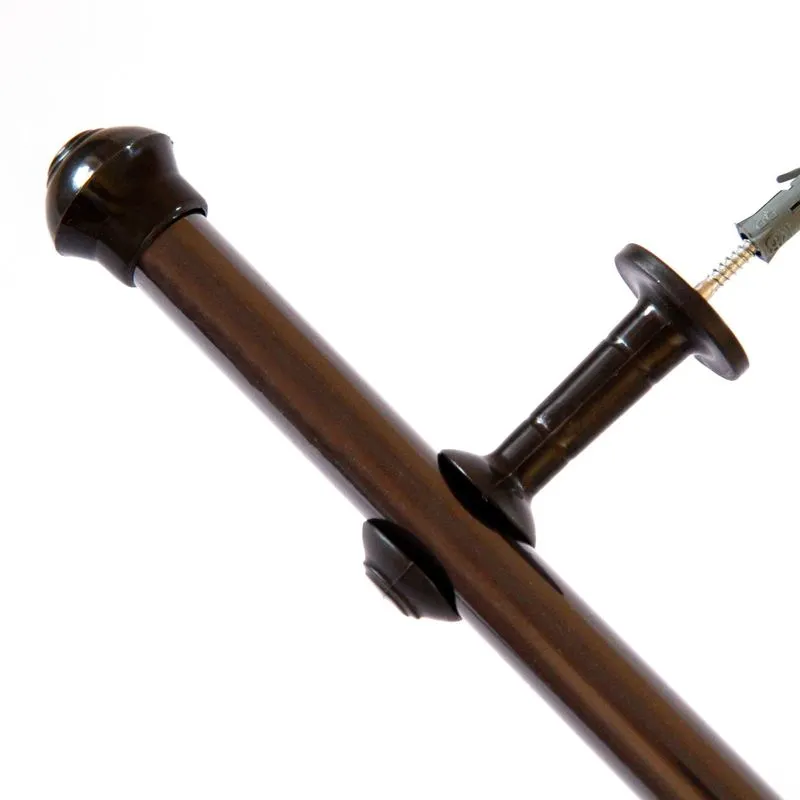 Kit Varão Para Cortina 3,0 Metros 19mm Marrom Escuro