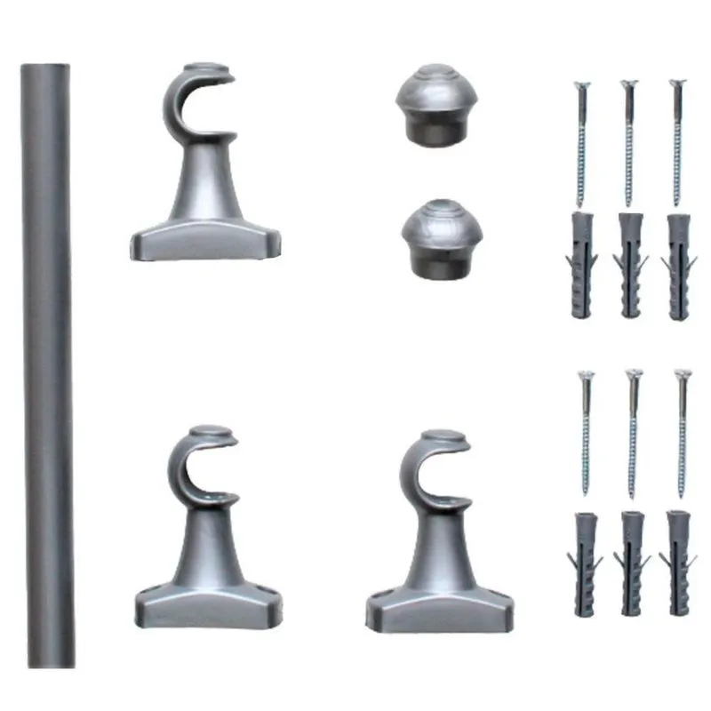 Varão Simples Para Cortinas 1,0mts 19mm Cinza Compacto