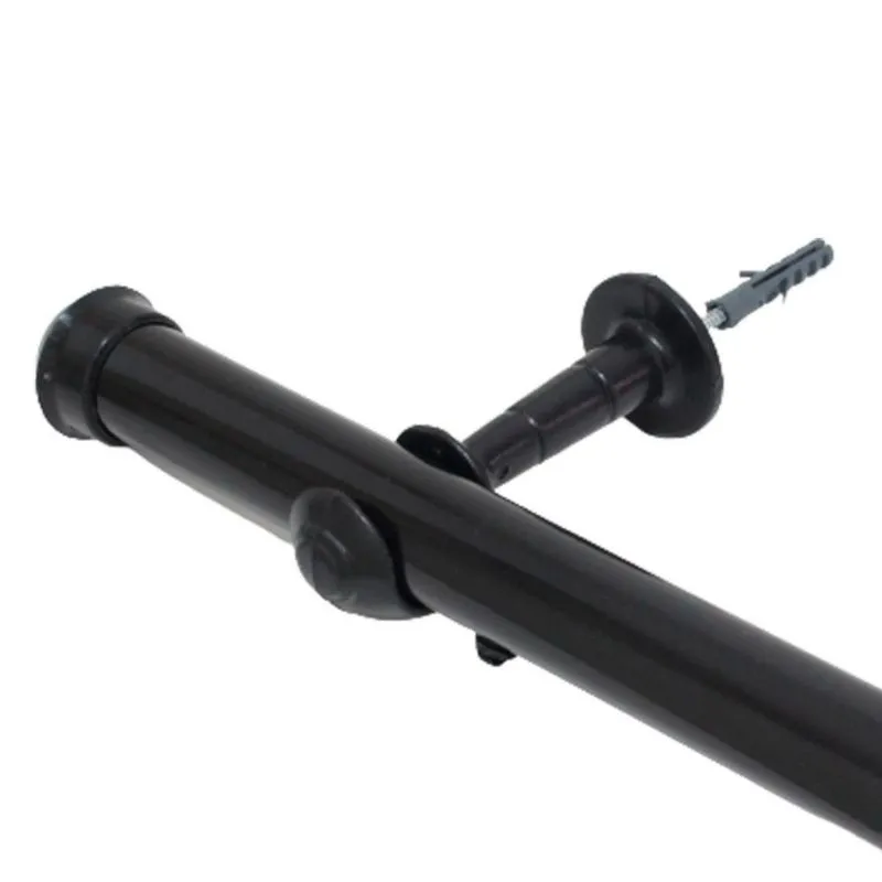 Kit Varão Simples Para Cortinas Preto 1,00mts 28mm Grosso