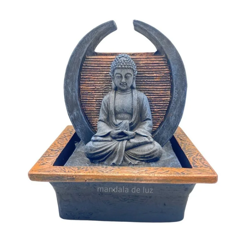 Fonte De Água Buda Hindu Círculo Cascata 1 Queda 25cm Bivolt
