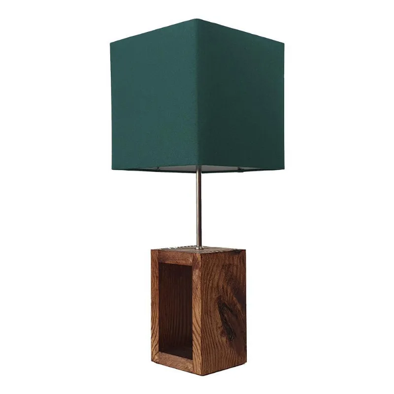 Abajur Quadrado Verde Cádmio Base Retangular 52Cm
