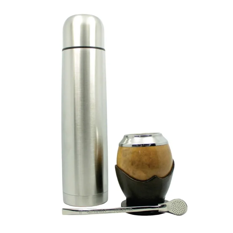 Kit Chimarrão Cuia Coquinho Natural Térmica 1l / Bomba Inox