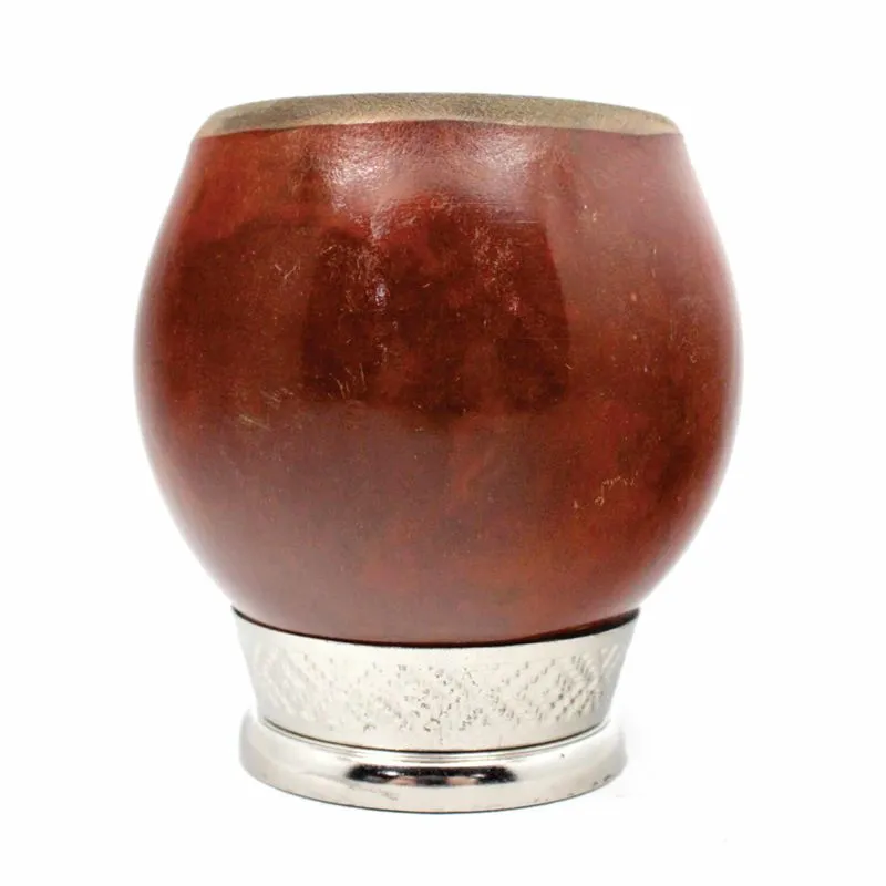 Cuia Coquinho Bocal Queimado Base Em Metal