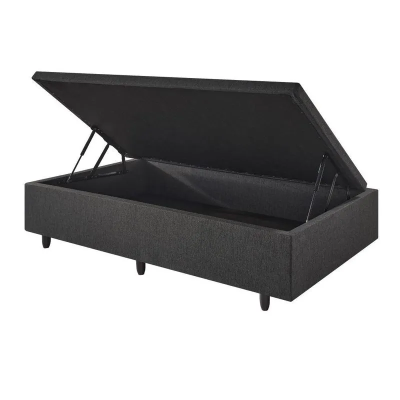 Base Box Baú Solteiro 88x188x34 cm Linho Cinza