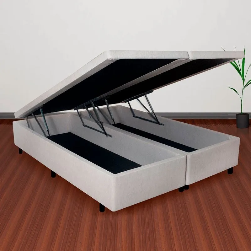 Cama Box Baú King Courino Areia 193x203x42cm