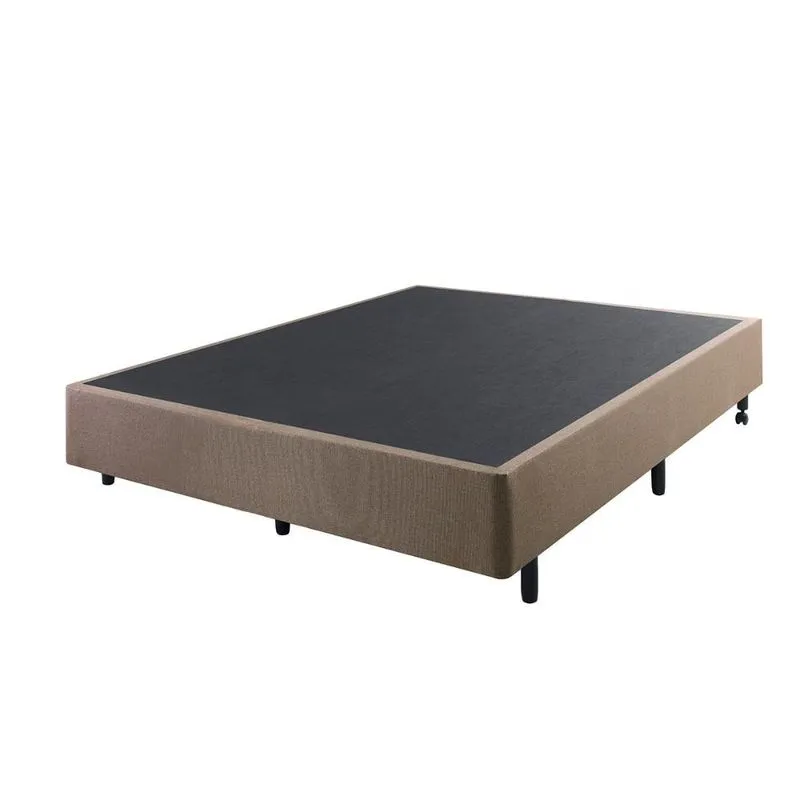 Cama Box Casal Linho Marrom 138x188x38 cm