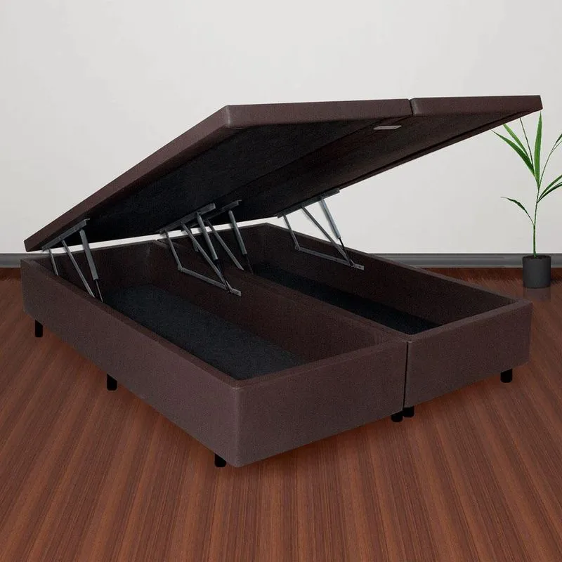 Cama Box Baú King Corino Marrom Fabricação Propria