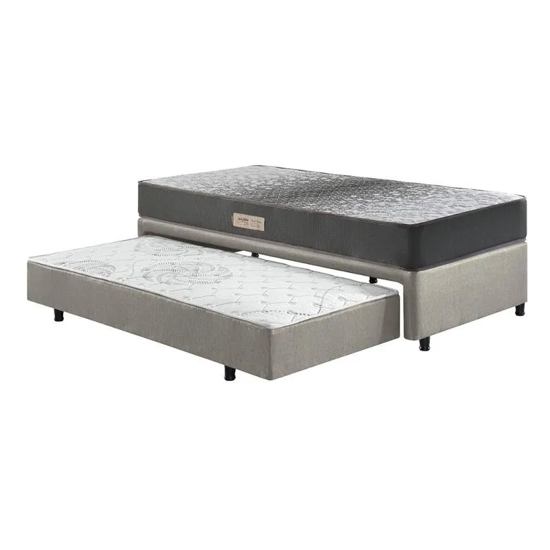 Bicama Box Solteiro Ecoflex 88x188x30 com Cama Auxiliar + Colchão Espuma Firme Dual