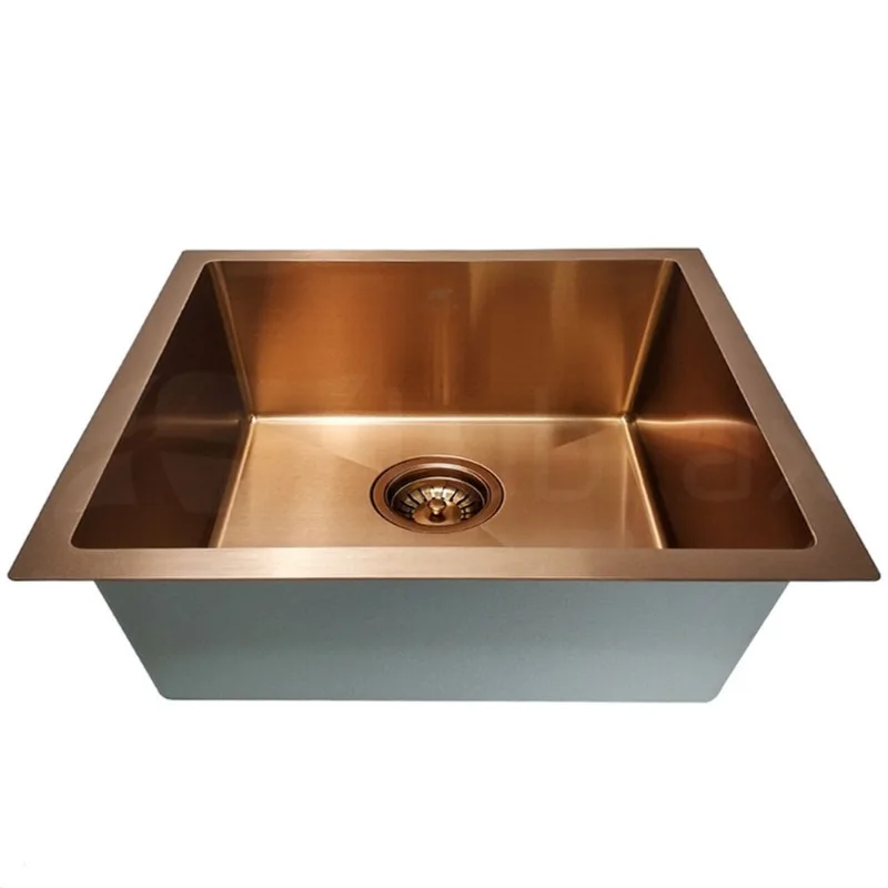 Cuba de cozinha produzida em aço inox 304 44x44 e acabamento escovado cor cobre- CAC0014