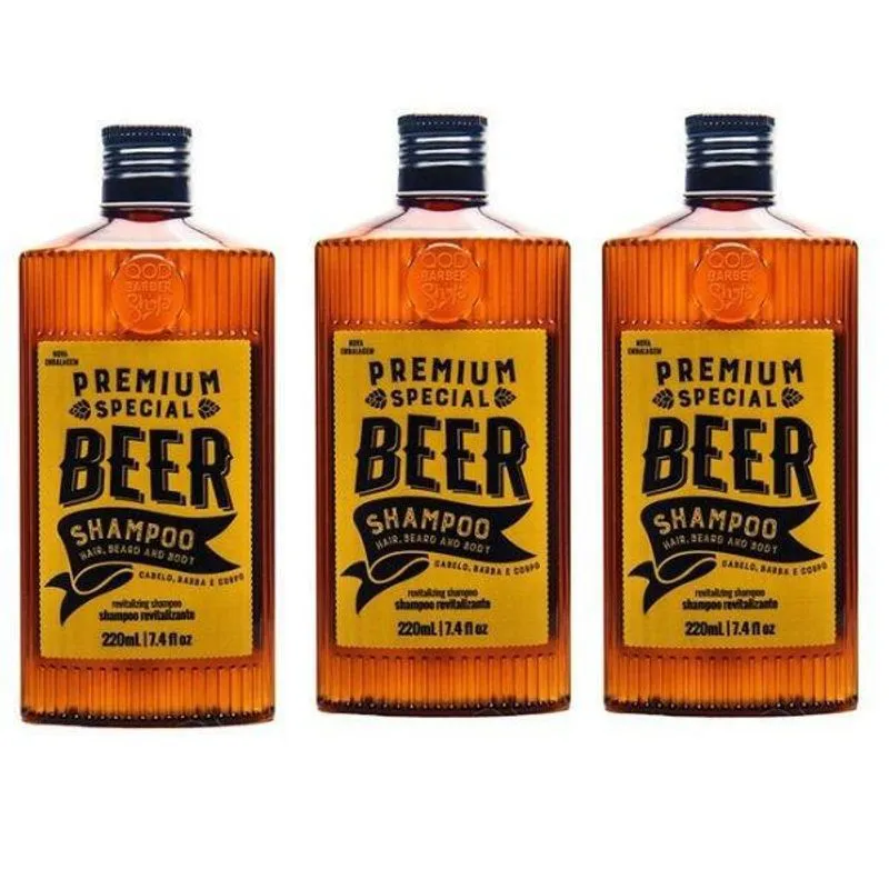 Shampoo Premium Special Beer 220ml Qod Barber Shop 3 Unid