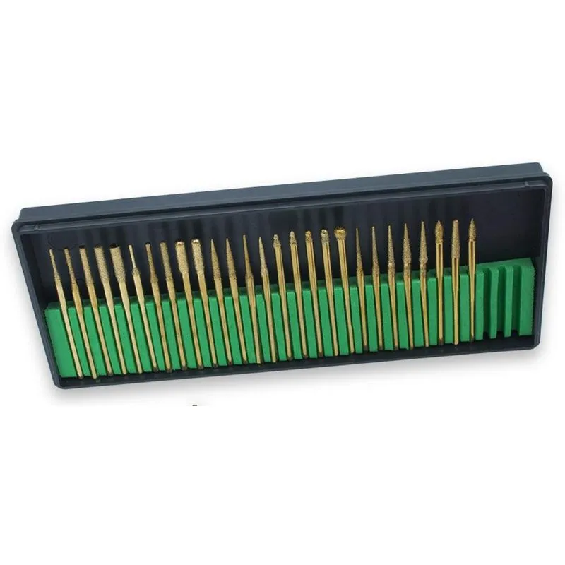 Kit 30 Brocas Diamantadas Lixadeira Unha Manicure Dourado