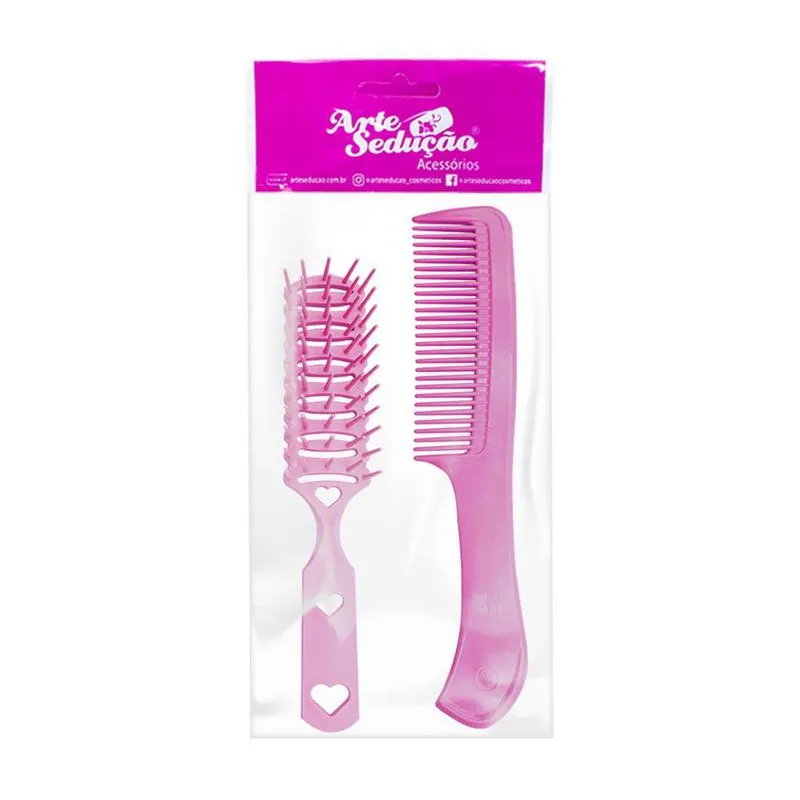 Kit 1 Escova Desembaraça Cabelos Jacaré E 1 Pente Plástico