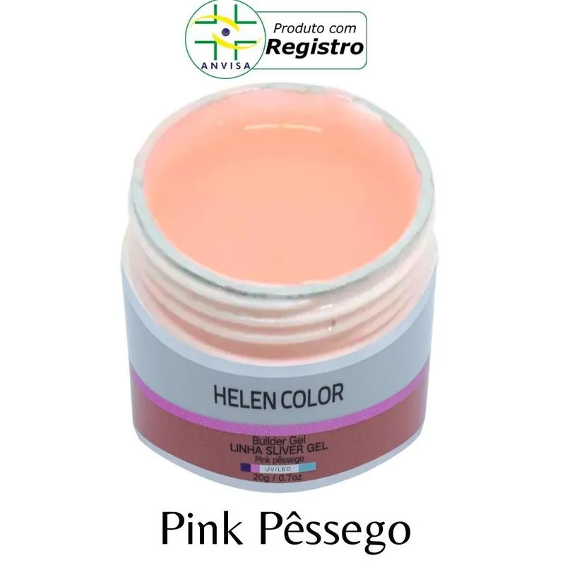 Gel Para Unhas De Gel Helen Color Silver - Pink Pêssego 20g