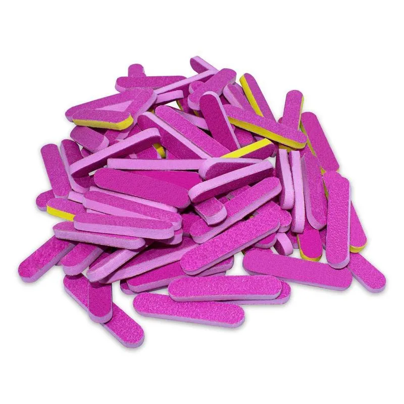 Kit 100 Mini Lixas Unhas Eva Rosa Gramatura 100 - 6,5 Cm