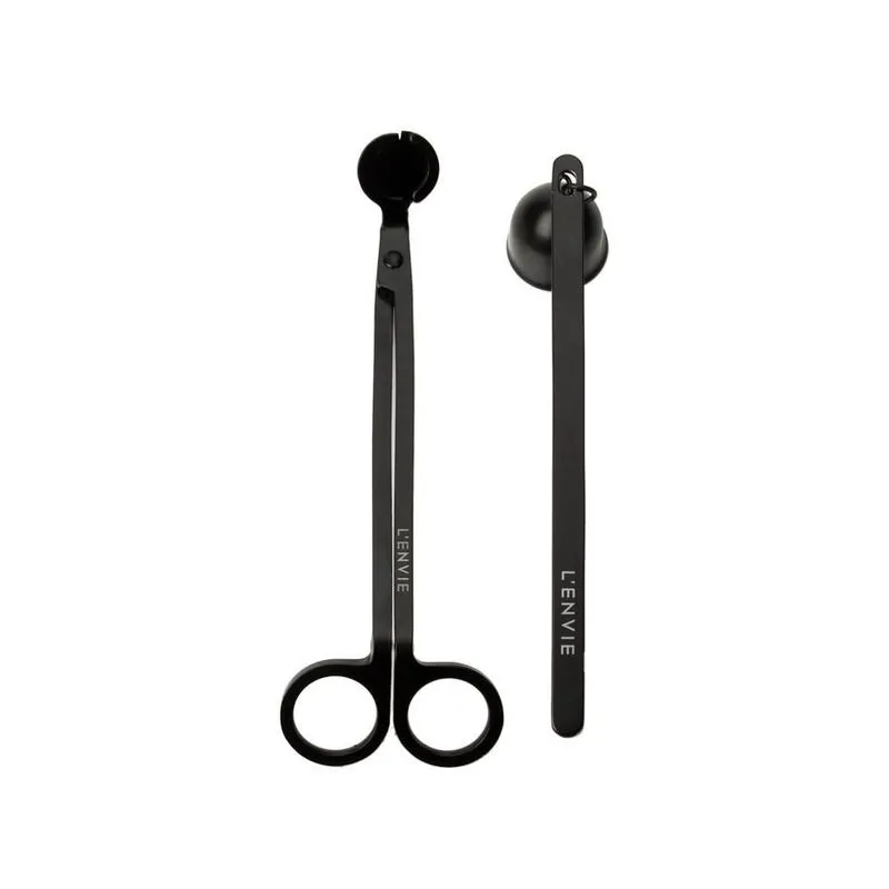 Kit Aparador + Abafador De Vela Metálico Preto - Lenvie
