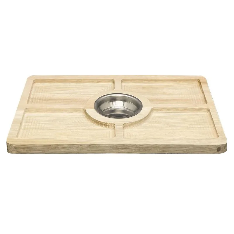 Petisqueira Em Madeira Com Molheira Central 37x24,5x2cm