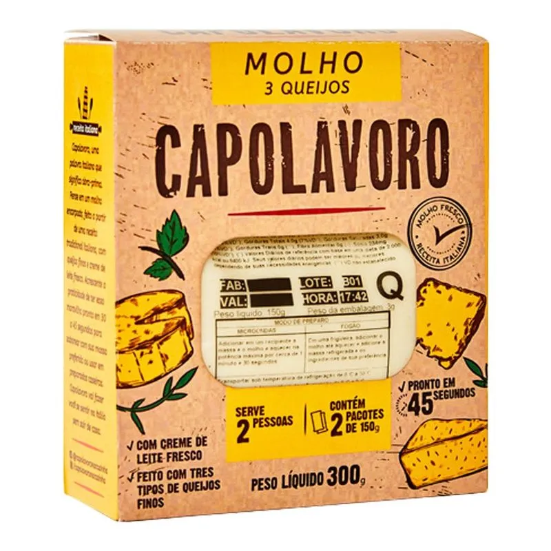 Molho 3 Queijos Capolavoro 300g