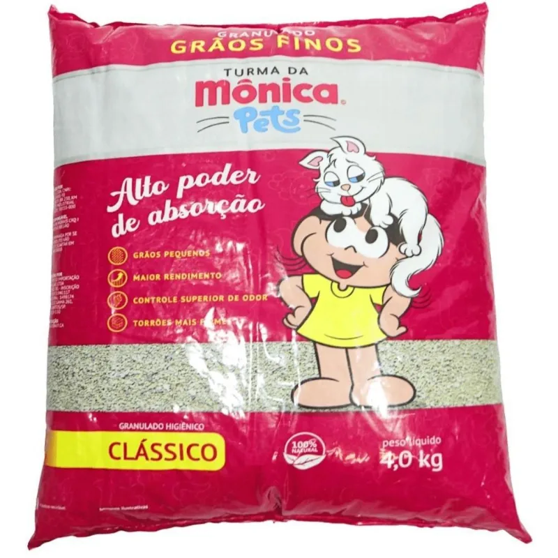 Granulado Sanitário Grãos Finos Turma Da Mônica Pets 4,0kg