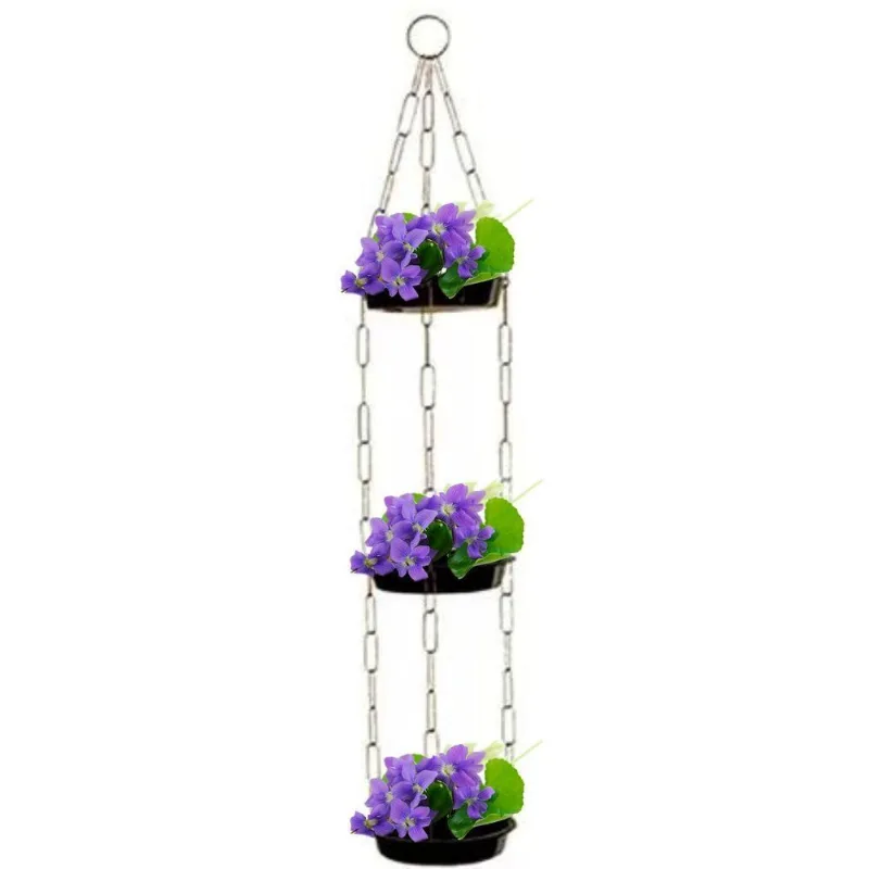 Violeteira Suporte 3 Vasos Pendurado Jardim Casa Decoração