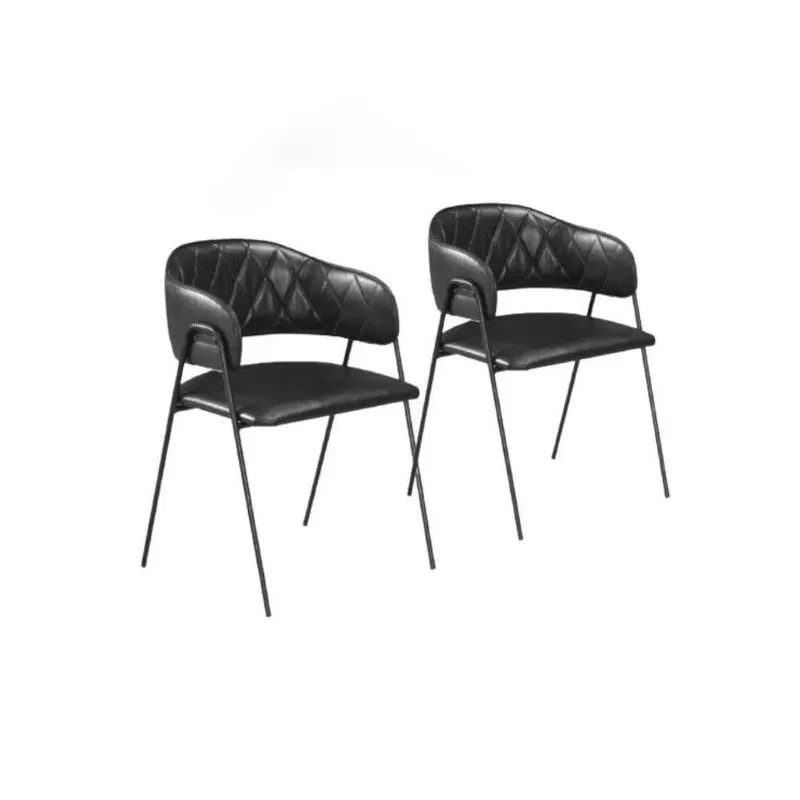 Conjunto 2 Cadeiras Veneza Em Aço Carbono Estofado Sintético Preto C&M Decor