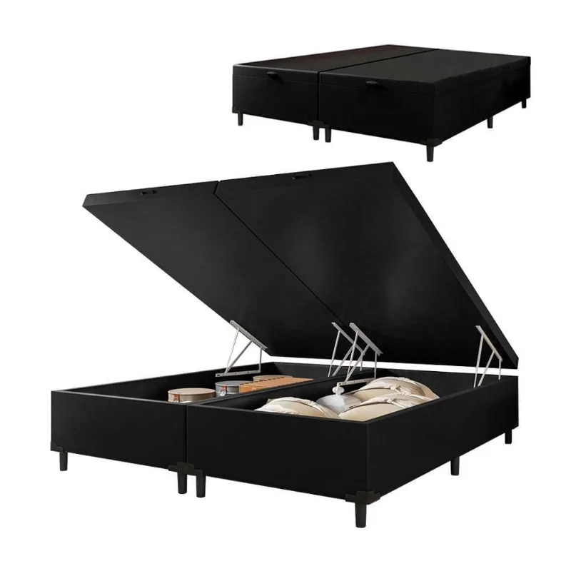 Cama Box Baú Queen 1,58m 41cm Prince Preto Marrom