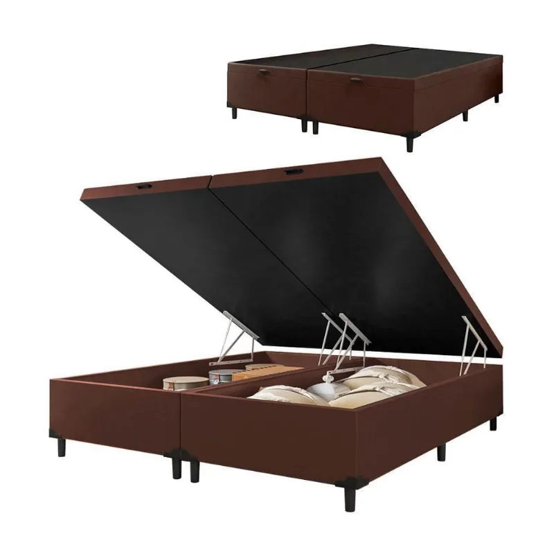 Cama Box Baú Queen 1,58m 41cm Altura Prince Suede Marrom