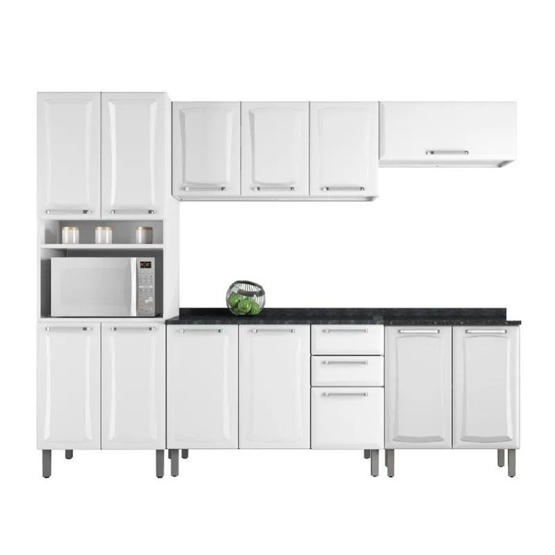 Armário De Cozinha De Aço c/ Balcão 13 Portas Branco