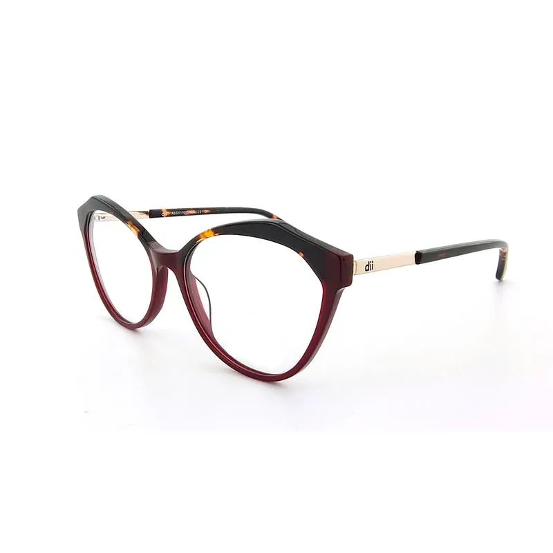 Armação para Óculos de Grau Feminino Dii Collection 1 9005 Bordô com Demi Marrom