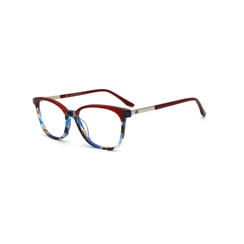Armação para Óculos de Grau Feminino Dii Collection 1 9008 Demi Azul com Vinho Armação para Óculos de Grau Feminino Dii Collection 1 9008 Demi A