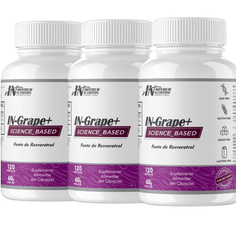 Combo 3X IN-Grape + (Fonte de Resveratrol 360 Cápsulas) Imperium Nutrition