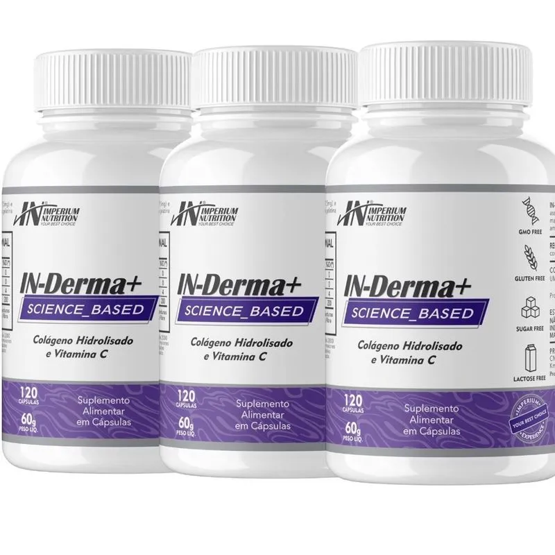 Combo 3X IN-Derma + (Colágeno + Vitamina C 360 Cápsulas) Imperium Nutrition