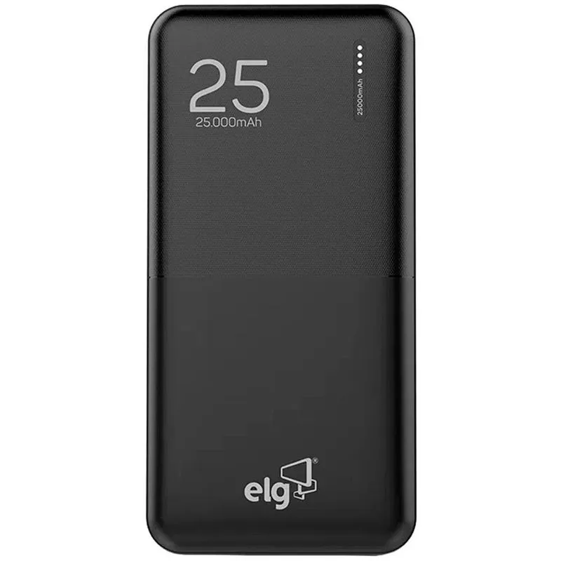 Carregador Portatil Elg Pb250max 25.000mah 2x Usb 2.1a/1a - Preto