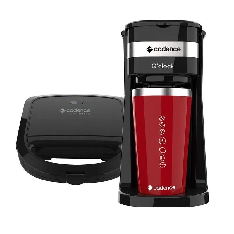 Kit Cafeteira Oclock E Sanduicheira Preta Cadence 220v