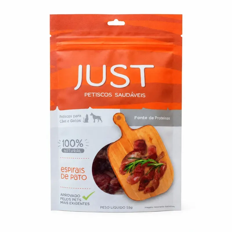 Petisco Just Espirais de Pato para Cães e Gatos 55 g
