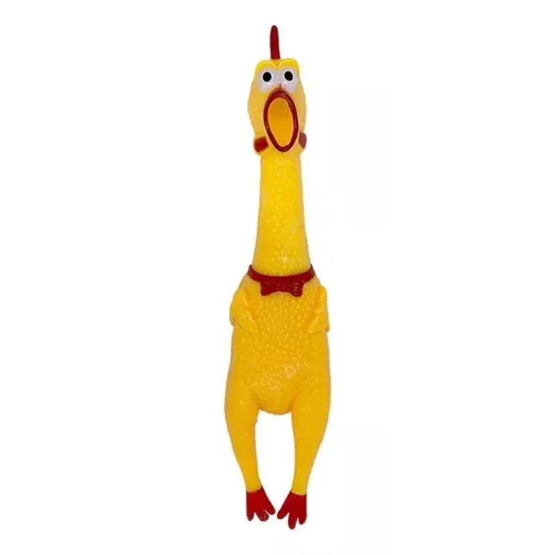 Galinha Frango Brinquedo Borracha Pet Mordedor Sonoro Apito