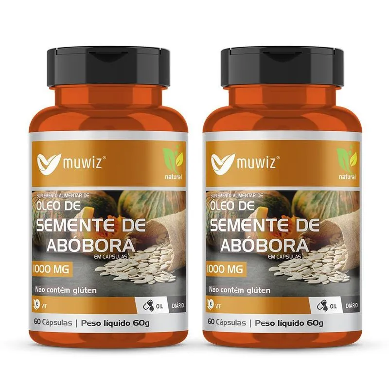 Óleo De Semente De Abóbora 1.000mg 60 Cápsulas Muwiz 2 Potes