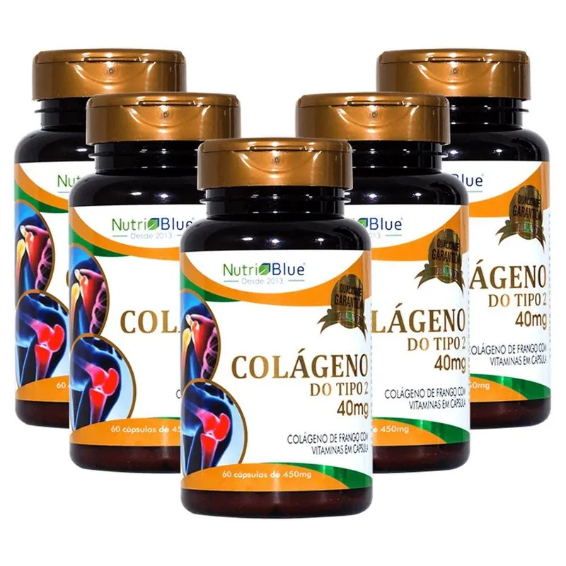 Kit Com 5 Colágenos Tipo 2 450mg 60 Cápsulas Nutriblue