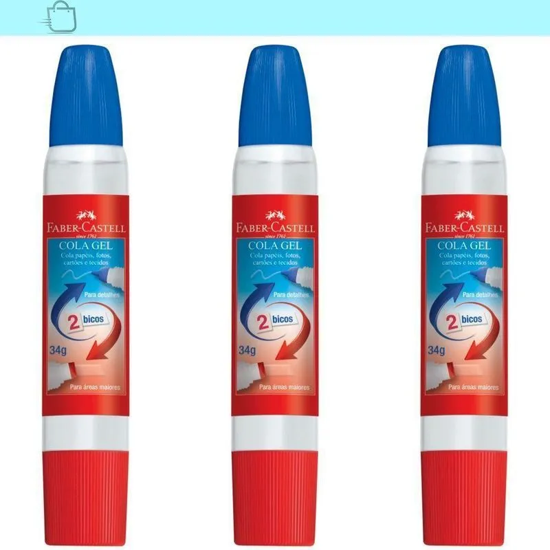 3 Unidades Cola Gel Faber Castell Para Colagem Rápida E Efi